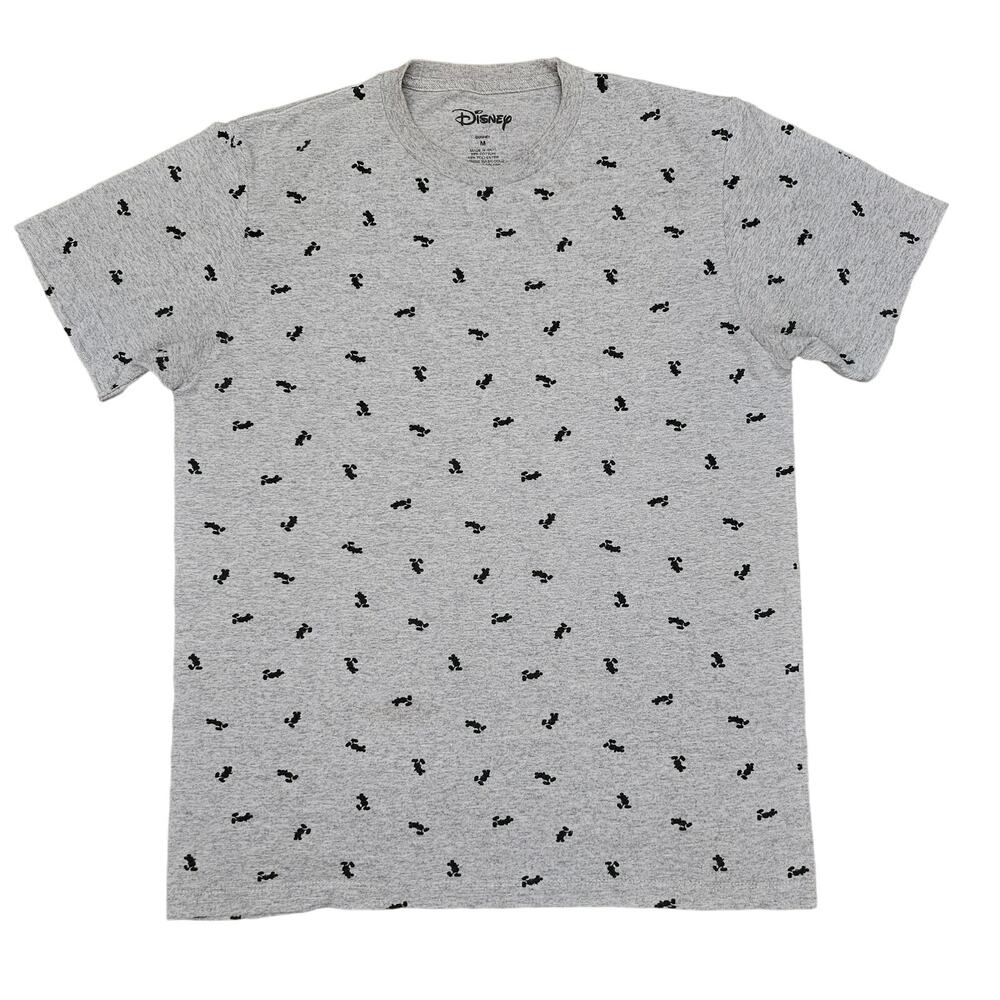 Disney Men's Mickey Mouse Minimalist Black Logo Gray Short Sleeve T Shirt Size M